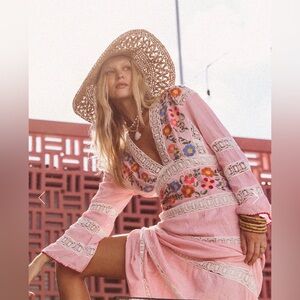 Chasing Unicorns Pink South of the Border Mexican Maxi Dress, Size M